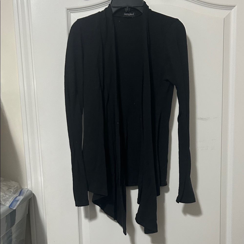 Tempted Black Draped Cardigan